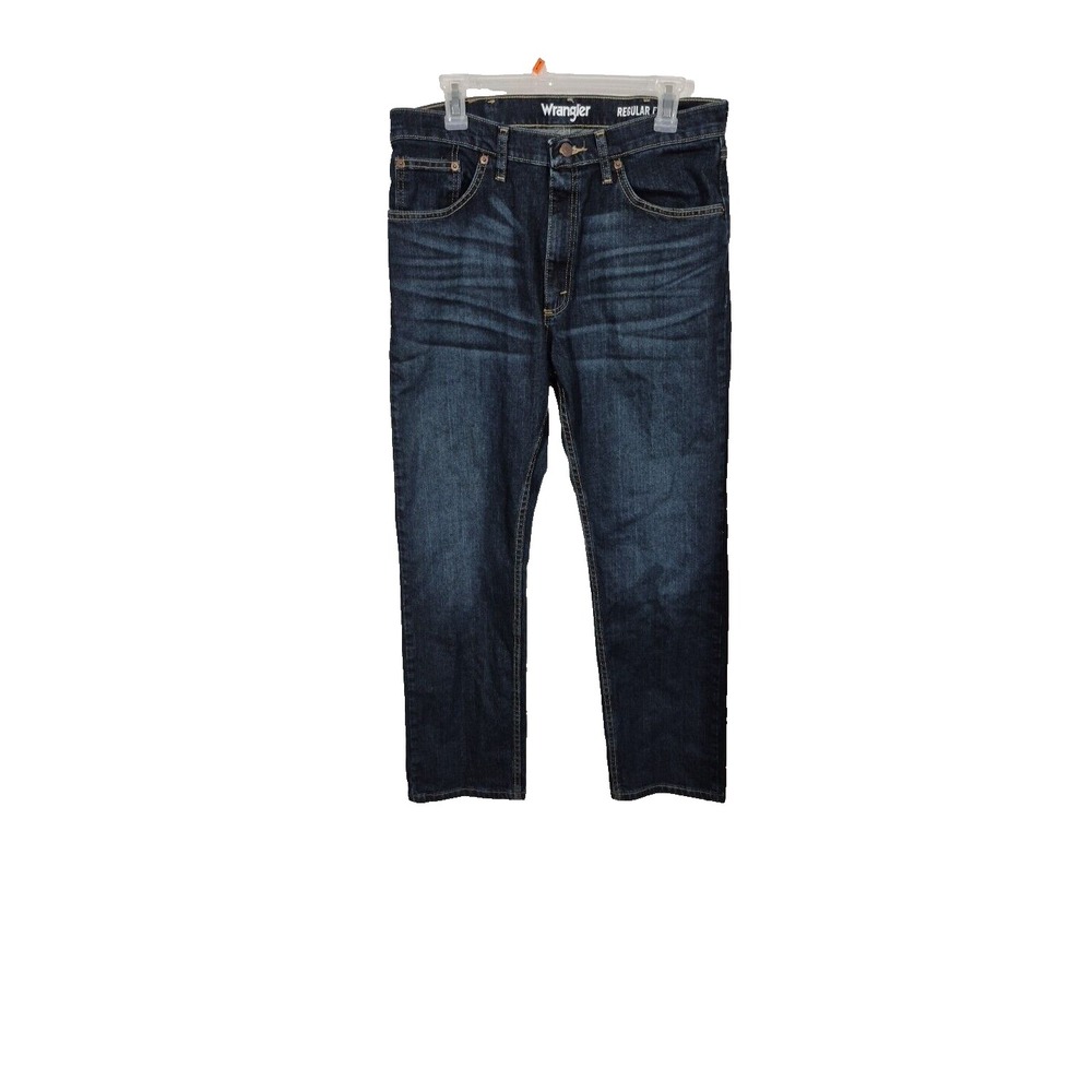 Wrangler Jeans Mens 34x30 Blue Regular Fit‎ Dark wash Straight Leg